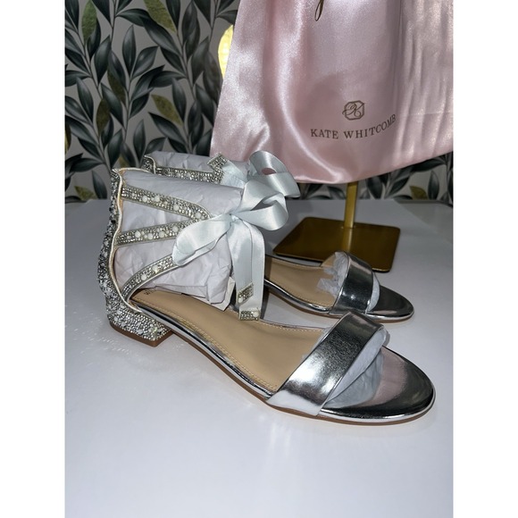 Kate Whitscomb Shoes - Kate Whitcomb Wedding‎ Shoes 7 Rhinestone Abbie Bling Flats Silver Pearl Comfort